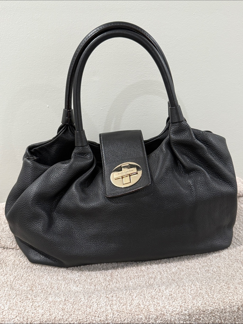 Kate Spade Black Leather Structured Top-Handle Women's Bag